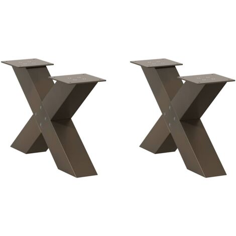 Pieds de table basse en forme de X, 2 pièces, acier naturel, 50 x (30-31) cm vidaXL