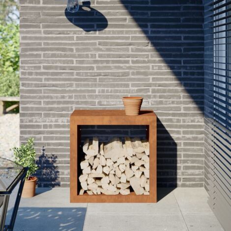 Vidaxl – Étagère à bûches en acier résistant aux intempéries 60x40x60 cm – Grand espace de rangement pour bois au sec – Idéal pour extérieur