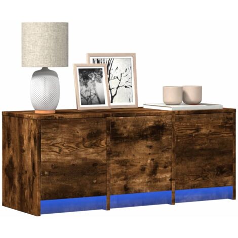 Meuble TV avec LED chêne fumé 97x34x40 cm bois d'ingénierie vidaXL