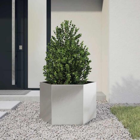 Jardinière hexagone 69x60x45 cm acier inoxydable vidaXL