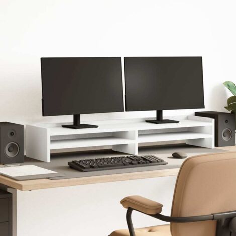 Support de moniteur blanc 100x24x16 cm bois d'ingénierie vidaXL (1/5)