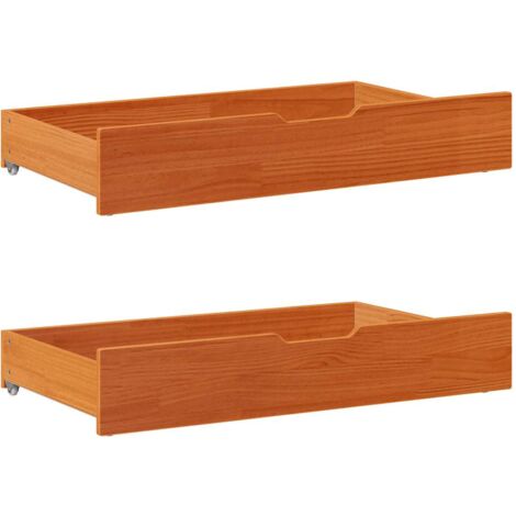 Tiroirs sous le lit 2 pcs brun cire 95x55x17 cm pin massif vidaXL