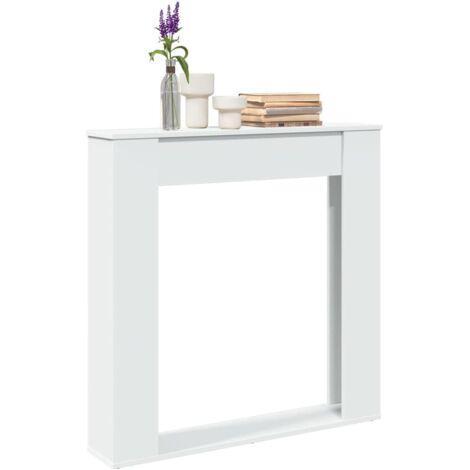 Vidaxl – Cadre de cheminée blanc 100x20x100 cm – Bois d'ingénierie résistant à l'humidité – Compatible flammes LED – Charge maximale 30 kg