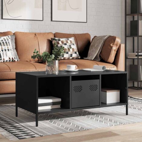 vidaXL Table basse noir 101,5x50x43,5 cm acier laminé à froid (1/5)