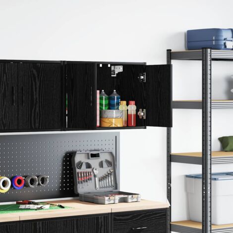 Vidaxl – Armoire murale de garage noir en bois d'ingénierie 60x30x41 cm – Compartiment spacieux – Résistante à l'humidité et à la déformation
