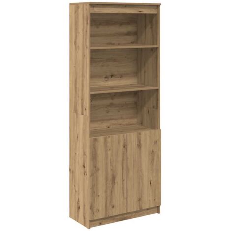 Buffet haut chêne artisanal 70x35x180 cm bois d'ingénierie vidaXL (1/6)