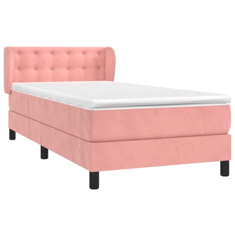 Sommier à lattes de lit avec matelas Rose 90x190 cm Velours vidaXL