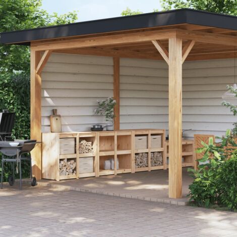 Vidaxl – Armoires de jardin en bois de pin massif 3 pcs – Dimensions 106 x 55 x 92 cm – Design modulaire pour cuisine extérieure (1/5)