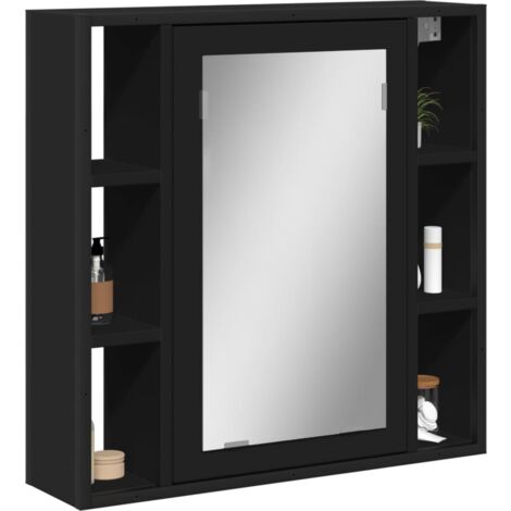vidaXL Armoire de salle de bain à miroir noir bois d'ingénierie