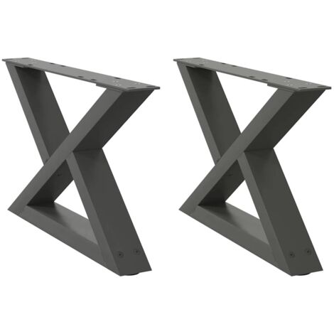 Vidaxl – Pieds de table basse 2 pièces anthracite 50 x (30-31,3) cm – Acier thermolaqué – Patins réglables pour sols irréguliers – Design moderne