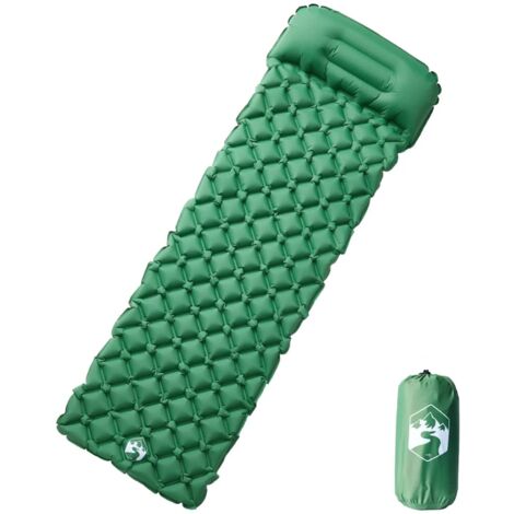vidaXL Matelas de camping gonflable avec oreiller 1 personne vert