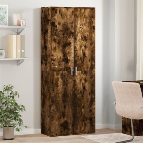 vidaXL Buffet haut chêne fumé 70x35x180 cm bois d'ingénierie