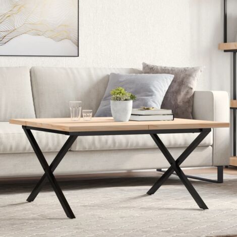 Table basse cadre en X 90x90x45,5cm bois de pin massif et acier vidaXL