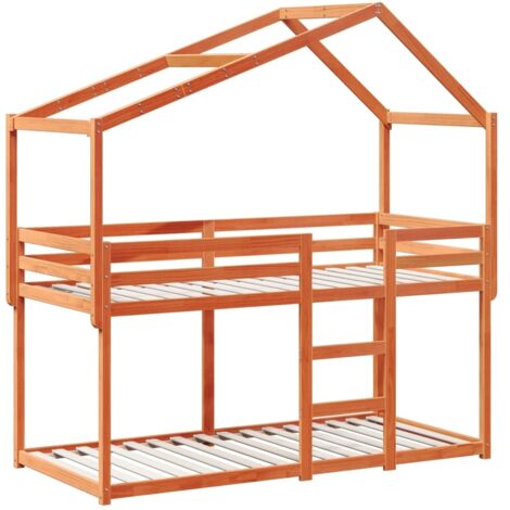 vidaXL Lit superposé sans matelas cire marron 80x200 cm pin massif