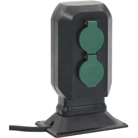 vidaXL Prise d'extérieur avec piquet à 4 voies noir vert 15,5x11x24 cm (1/5)