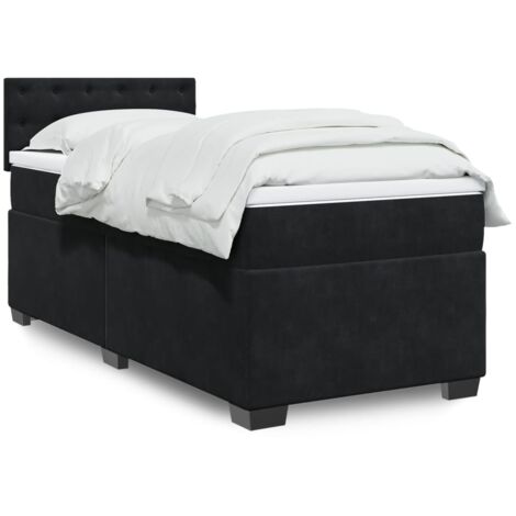 vidaXL Sommier à lattes de lit et matelas Noir 80x200 cm Velours