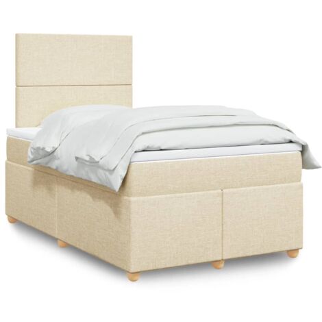 Sommier à lattes de lit avec matelas crème 120x190 cm tissu vidaXL (1/5)