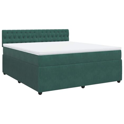 vidaXL Sommier à lattes de lit et matelas Vert foncé 180x200cm Velours (1/5)