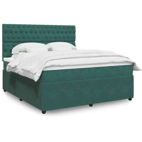 vidaXL Sommier à lattes de lit et matelas Vert foncé 180x200cm Velours (1/5)
