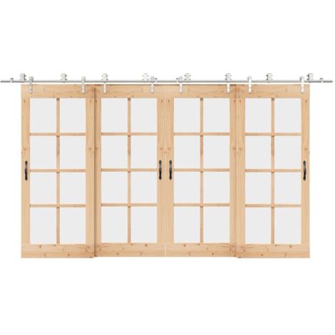 Kit fixation porte coulissante 400 cm Acier inoxydable Argenté vidaXL
