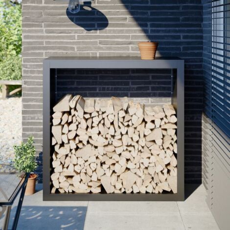 Vidaxl – Portant à bûches en acier anthracite 100x40x100 cm – Rangement bois au sec – Circulation d'air optimale – Pour bois dur et teck