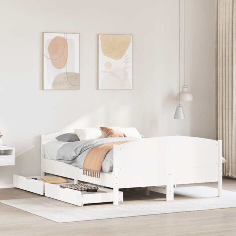vidaXL Cadre de lit sans matelas blanc 150x200 cm bois de pin massif (1/5)