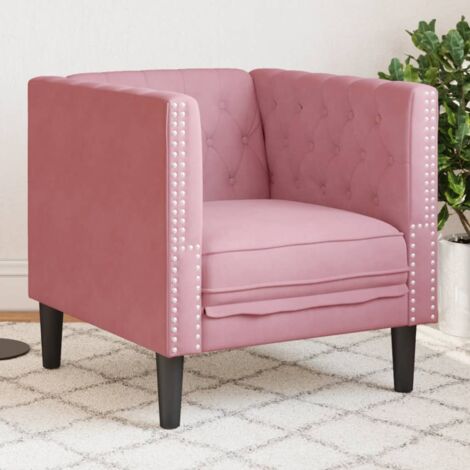 Fauteuil Chesterfield rose velours vidaXL