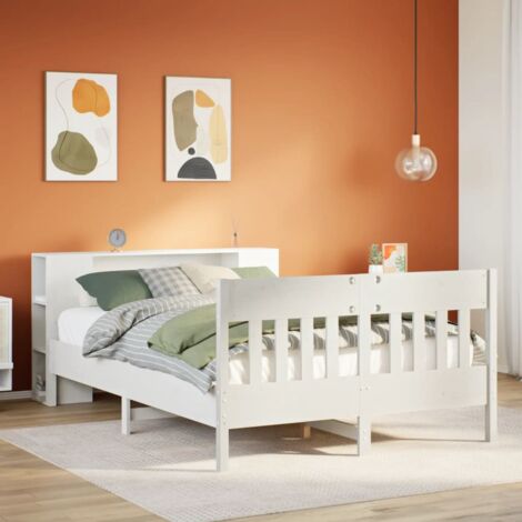vidaXL Lit bibliothèque sans matelas blanc 150x200 cm bois pin massif (1/5)
