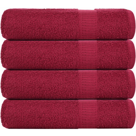 vidaXL Serviettes de douche 4 pcs bordeaux 70x140cm 360g/m² 100% coton