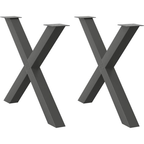 vidaXL Pieds de table à manger en forme de X 2 pièces Anthracite 90 x (72-73) cm Acier (1/5)
