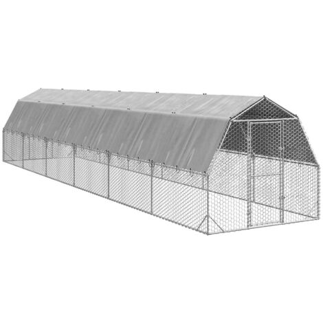 Poulailler avec toit 2,5x12x2,25 m acier galvanisé vidaXL