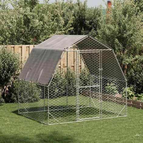 Vidaxl – Poulailler 2,5x2x2,25 m en acier galvanisé – Toit en PE résistant à l'eau – Maille hexagonale pour protection contre prédateurs – Surface 5 m²