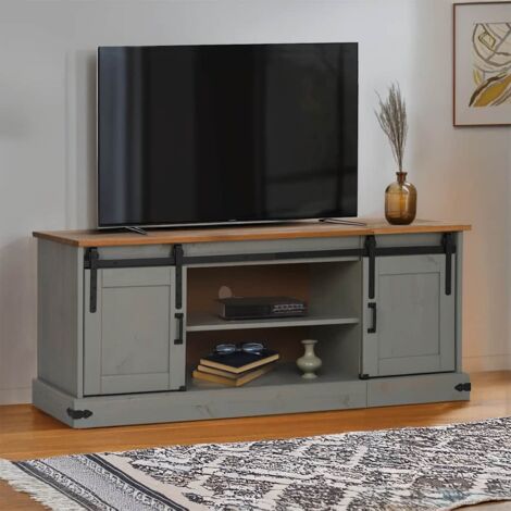 Meuble TV HALDEN 2 portes coulissantes gris 150x40x60 cm vidaXL (1/5)