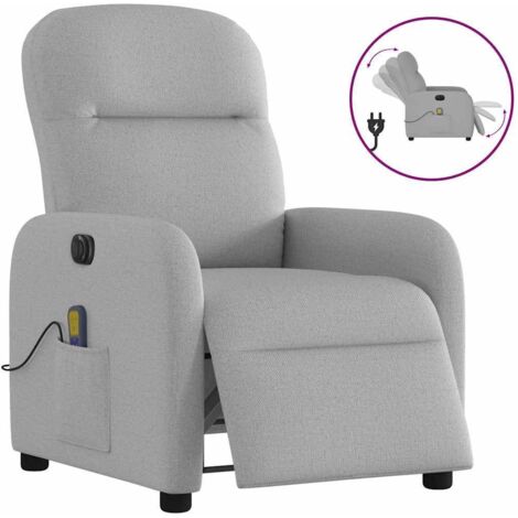 vidaXL Fauteuil de massage inclinable électrique gris nuage tissu