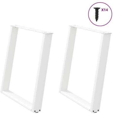 Pieds de table à manger en U 2 pièces Blanc 70 x (72-73) cm Acier vidaXL