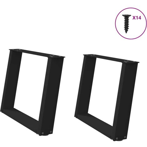 vidaXL Pieds de table basse en U 2 pièces Noir 70 x (42-43) cm Acier