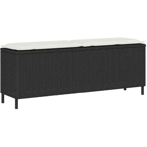 Vidaxl – Banc de jardin en résine tressée avec coussin noir 110x30x40,5 cm – Capacité 110 kg – Housse amovible et lavable – Assemblage requis