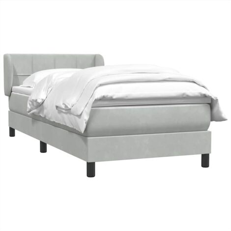 vidaXL Sommier à lattes de lit et matelas gris clair 90x210 cm velours