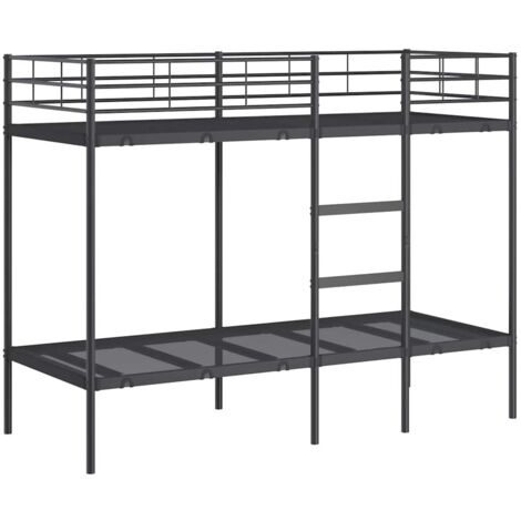 Lit superposé sans matelas noir 80x200 cm acier vidaXL