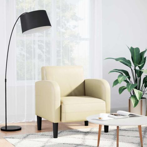 Vidaxl – Fauteuil cabriolet crème 54 cm similicuir – Accoudoirs en contreplaqué – Confort mousse et ressorts – Dimensions 69x67x70 cm