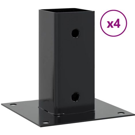 Vidaxl – Bases de poteau carrées 4 pcs – Acier galvanisé – 71x71 mm – Fixation béton et bois – Résistant aux intempéries (1/5)