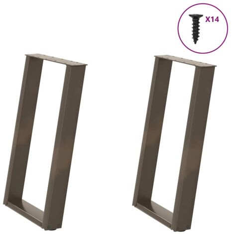 Pieds de table à manger en forme de U, 2 pièces, acier naturel, 60 x (72-73) cm vidaXL