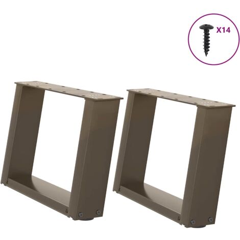 Pieds de table basse en U, 2 pièces, acier naturel, 50 x (30-31) cm vidaXL