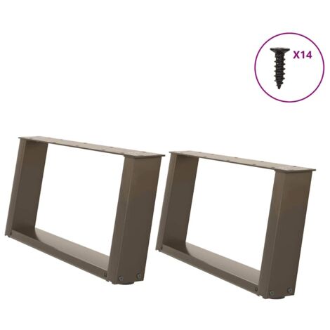 Pieds de table basse en U 2 pièces Acier naturel 60 x (30-31) cm Acier vidaXL