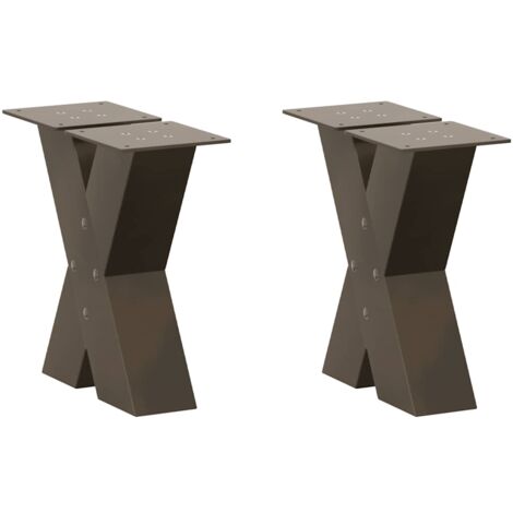 Pieds de table basse en forme de X, 2 pièces, acier naturel, 30 x (30-31) cm vidaXL