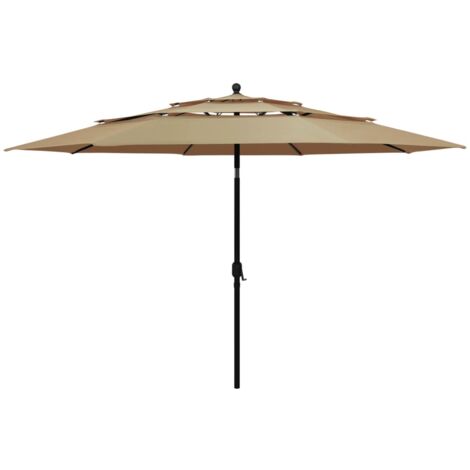 vidaXL Parasol de jardin à 3 niveaux avec mât en aluminium taupe 3,5 m
