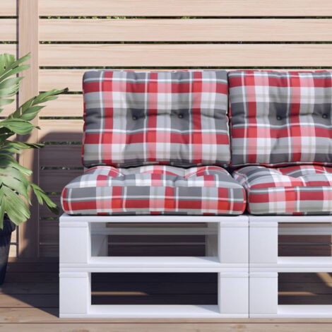 Coussins de palette lot de 2 motif à carreaux rouge tissu vidaXL