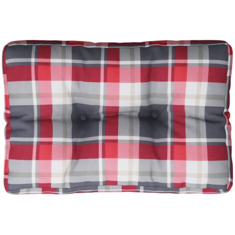 Coussin de palette motif à carreaux rouge 50x40x12 cm tissu vidaXL (1/5)