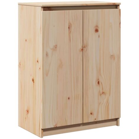 Vidaxl – Buffet en bois de pin massif 60x36x84 cm – 2 portes et 3 compartiments – Design minimaliste pour rangement décoratif