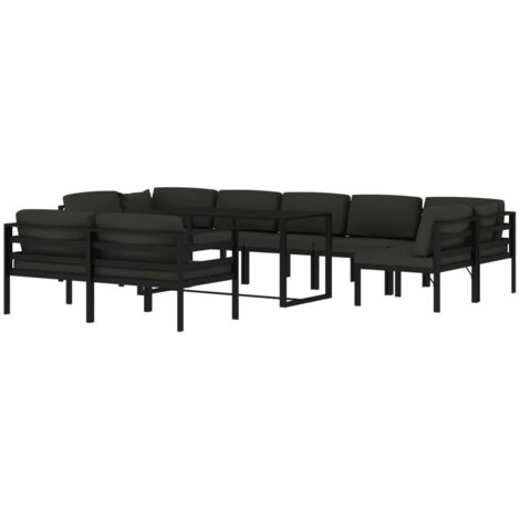 Vidaxl – Salon de jardin 10 pcs avec coussins – Aluminium anthracite – Design modulaire et résistant aux intempéries – Confort optimal (1/5)
